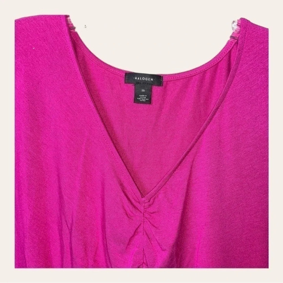 HALOGEN SHORT SLEEVE BLOUSE RUCHED‎ IN FRONT SIZE MEDIUM - Picture 3 of 8